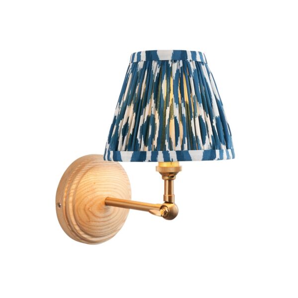 Endon Lighting - Wood Wing & Ikat 16cm - 115849 - Ash Wood Blue Wall Light