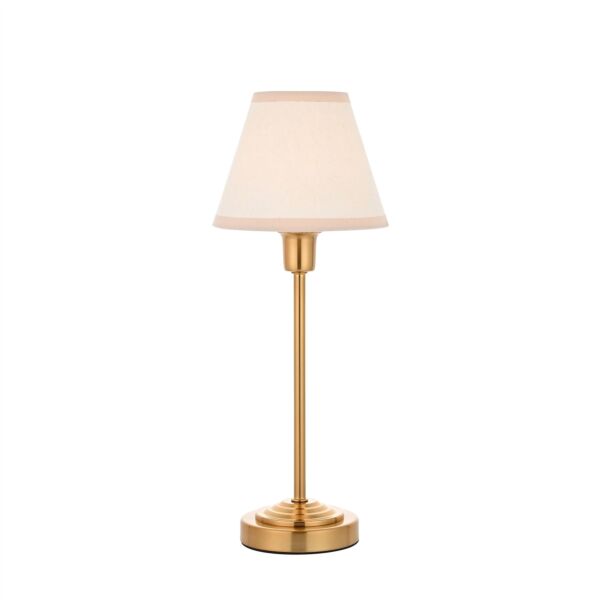 Endon Lighting - Rise - 120937 - Vintage Brass White Table Lamp With Shade
