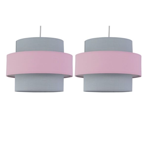 Pair of Pink and Grey Two Tier Light Shades