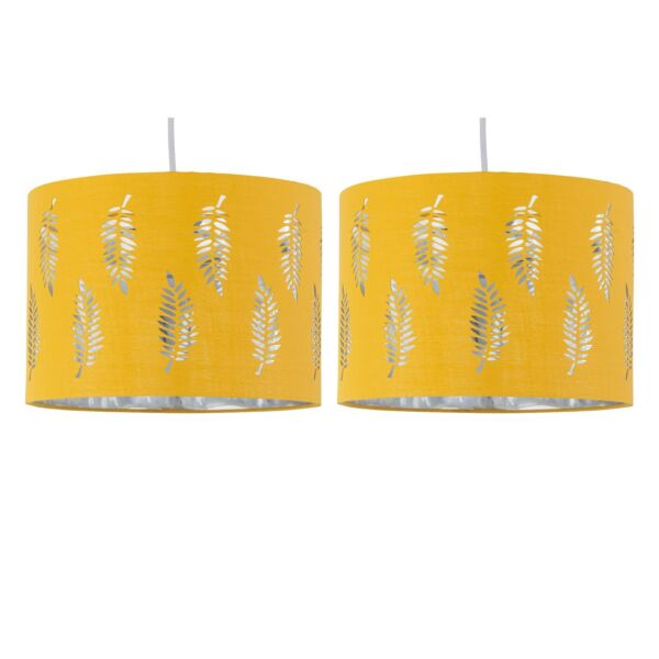 Set of 2 Fern - Ochre Cut Out 25cm Pendant Lightshades