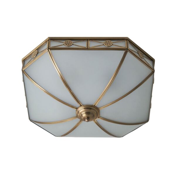 Interiors 1900 - Bannerman - SN04FL50 - Antique Brass Frosted Glass 4 Light Flush Ceiling Light