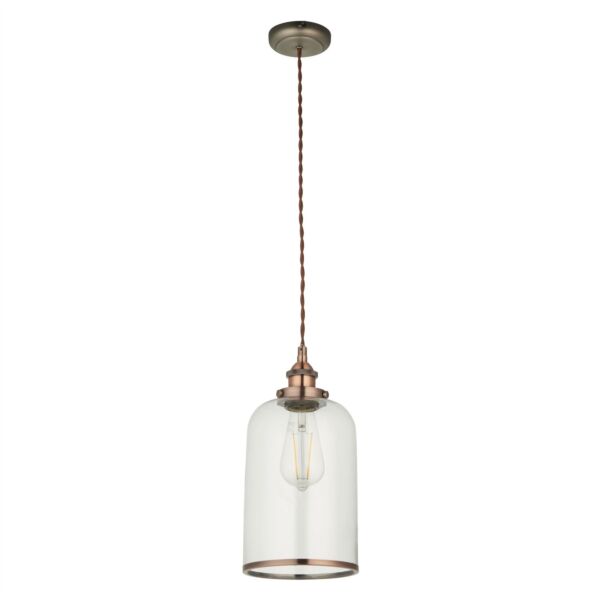 Broderick - Aged Copper Retro Glass Pendant Light