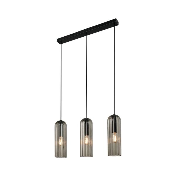 Nordlux - Miella - 2412533047 - Black Smoked Glass 3 Light Bar Ceiling Pendant Light