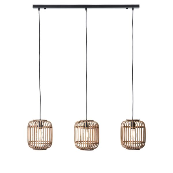 Endon Lighting - Mathias - 101775 - Natural Bamboo Black 3 Light Bar Ceiling Pendant Light