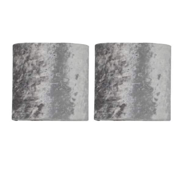 Set of 2 Grey Crushed Velvet 15.5cm Table Lamp Shades