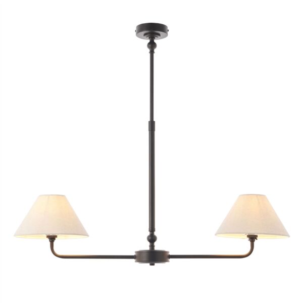 Endon Lighting - Lille - 117834 - Black Natural 2 Light Bar Ceiling Pendant Light