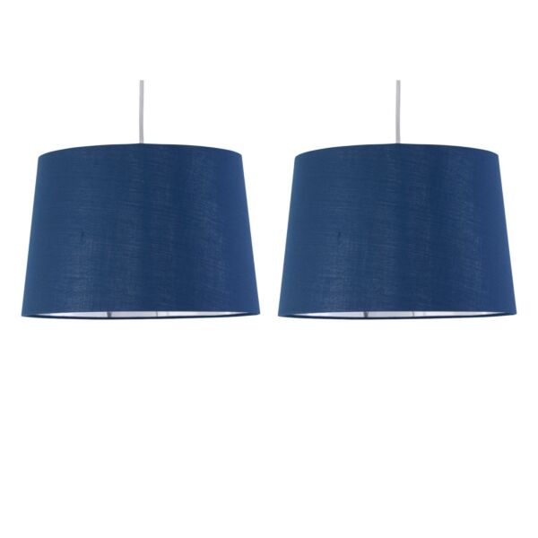 Set of 2 Zoey - Navy Blue with Silver Inner Easy Fit Pendant or Lamp Shades