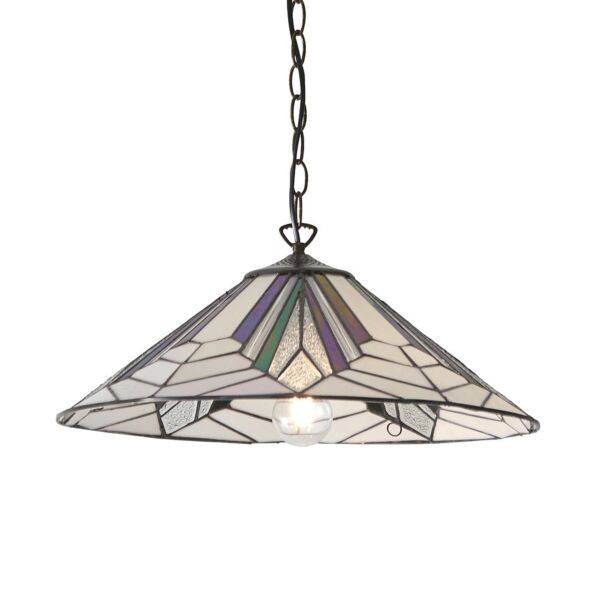 Interiors 1900 - Astoria - 63938 - Dark Bronze Tiffany Glass Ceiling Pendant Light