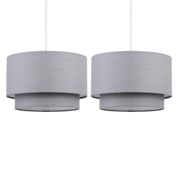 Pair of Dark Grey 2 Tier Ceiling Light Shades