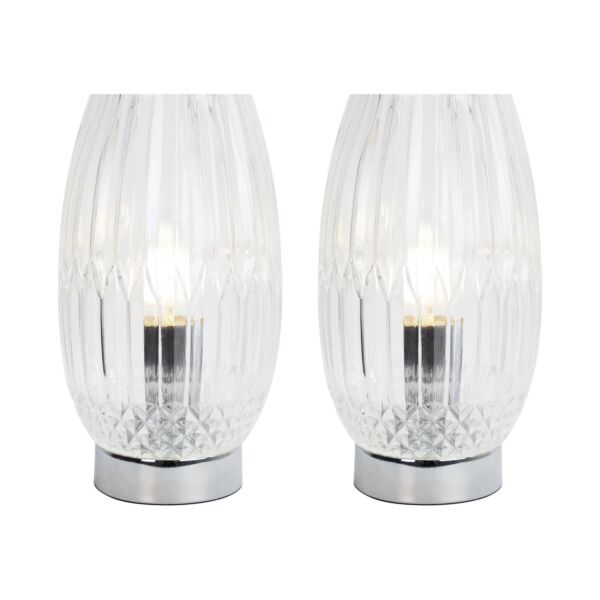 Set of 2 Facet - Chrome with Clear Faceted Glass Table Lamps