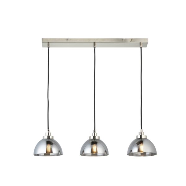 Endon Lighting - Caspa - 100047 - Nickel Mirrored Glass 3 Light Bar Ceiling Pendant Light