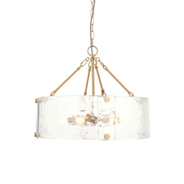Endon Lighting - Keller - 118584 - Aged Brass Clear Textured Glass 6 Light Ceiling Pendant Light
