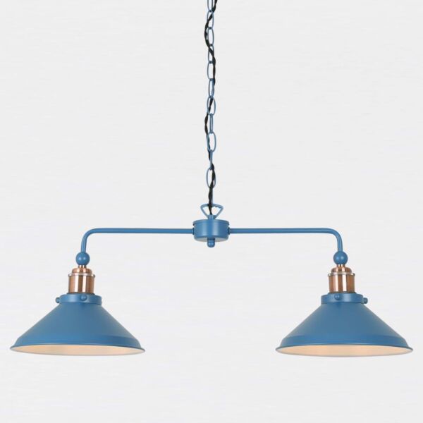 Maxwell - Mirage Blue Brushed Copper 2 Light Bar Ceiling Pendant Light