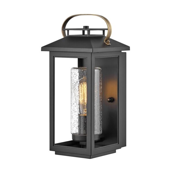 Quintiesse - Atwater - QN-ATWATER-S-BK - Black Clear Seeded Glass IP44 Outdoor Half Lantern Wall Light