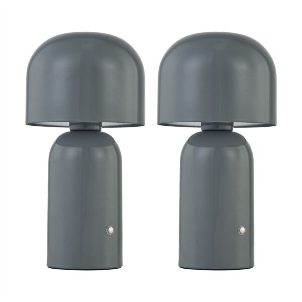 Christina - Grey LED Rechargeable Touch Table Lamps Twin Pack