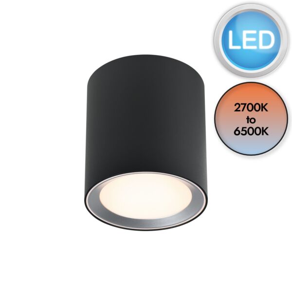 Nordlux - Landon Smart - 2110850103 - LED Black IP44 Bathroom Ceiling Flush Light