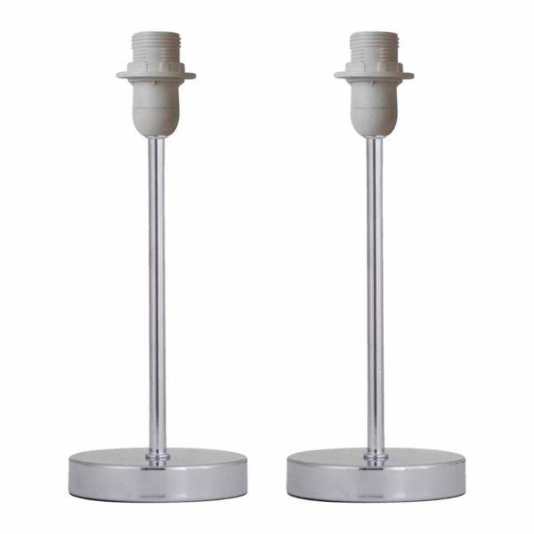 Set of 2 Chrome Stick Table Lamps Base Only