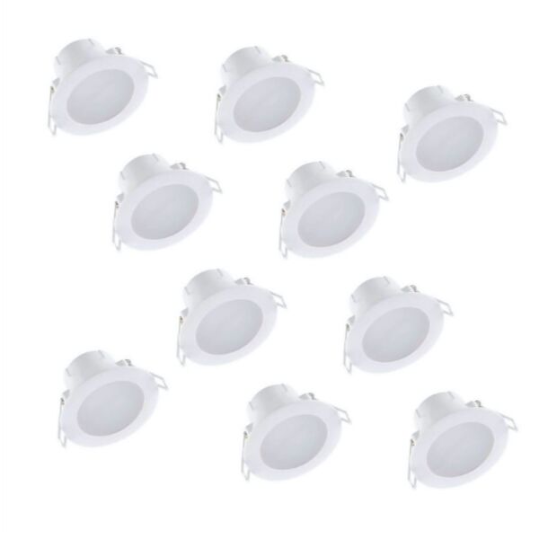 Set of 10 CCT LED Bathroom Downlights - White IP44 Recessed Downlights