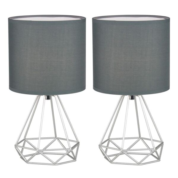 Set of 2 Christie - Silver Geometric Lamps