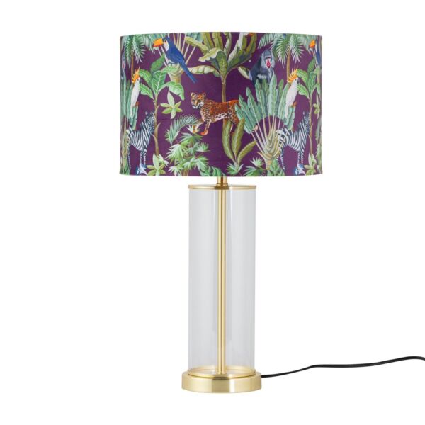 Aura - Satin Brass Table Lamp with Safari Velvet Shade