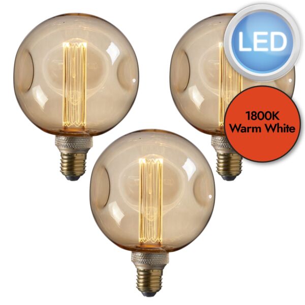 Endon Lighting - Set of 3 Dimple - 97175 - LED E27 ES - Filament Light Bulbs - 125mm dia