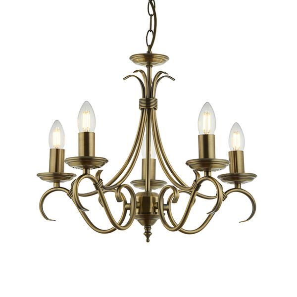 Endon Lighting - Bernice - 2030-5AN - Antique Brass 5 Light Chandelier