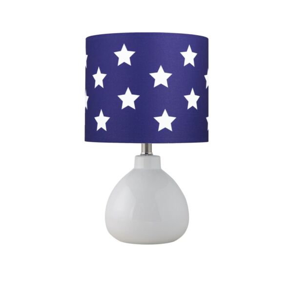 Tuscan - White Ceramic Lamp with Blue & White Stars Shade