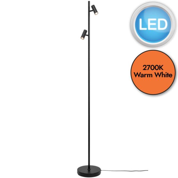 Nordlux - Omari - 2112254003 - LED Black 2 Light Touch Floor Reading Lamp