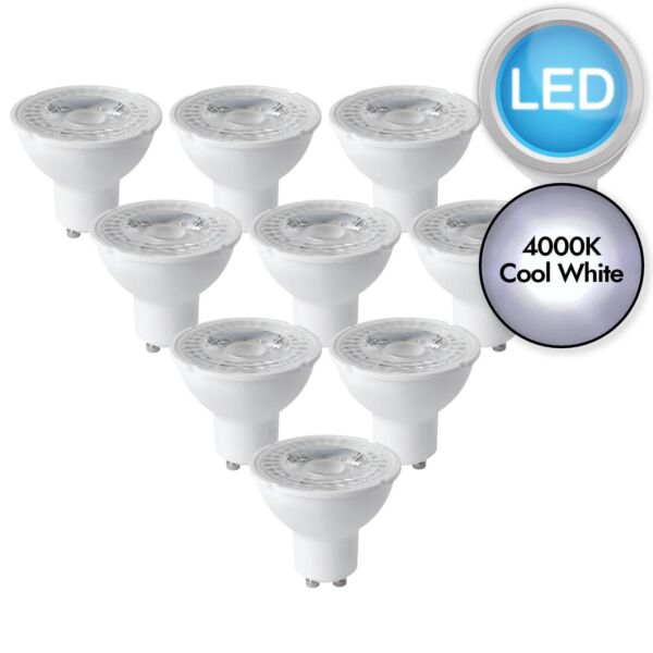 10 x 5W LED GU10 Dimmable Light Bulbs - 4000K Cool White