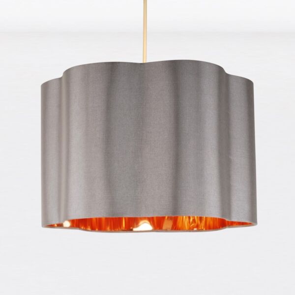 Grey with Copper Inner Scalloped Pendant Shade