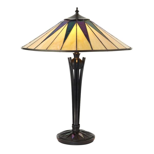 Interiors 1900 - Dark Star - 64045 - Black With Glass Inserts Tiffany 2 Light Table Lamp