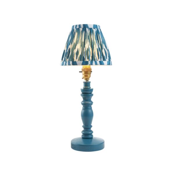 Endon Lighting - Bibury & Ikat 16cm - 115897 - Blue Aged Brass Table Lamp With Shade