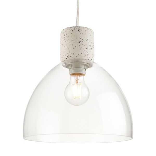 Treson - Clear Glass and White Terrazzo Concrete Pendant