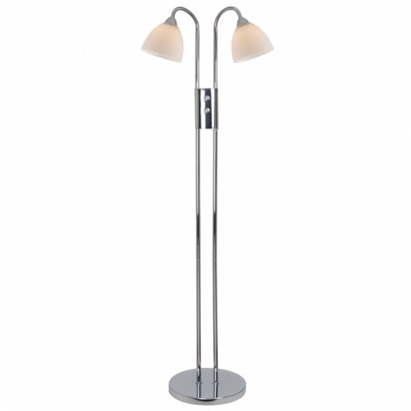 Nordlux - Ray - 72224033 - Chrome White Glass 2 Light Floor Reading Lamp