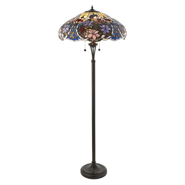 Interiors 1900 - Sullivan - 64323 - Dark Bronze Tiffany Glass 2 Light Floor Lamp