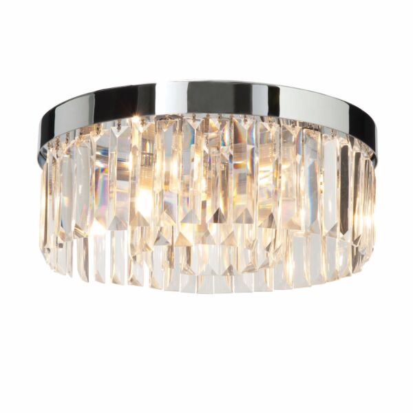 Saxby Lighting - Crystal - 35612 - Chrome Clear Crystal Glass 5 Light IP44 Bathroom Ceiling Flush Light