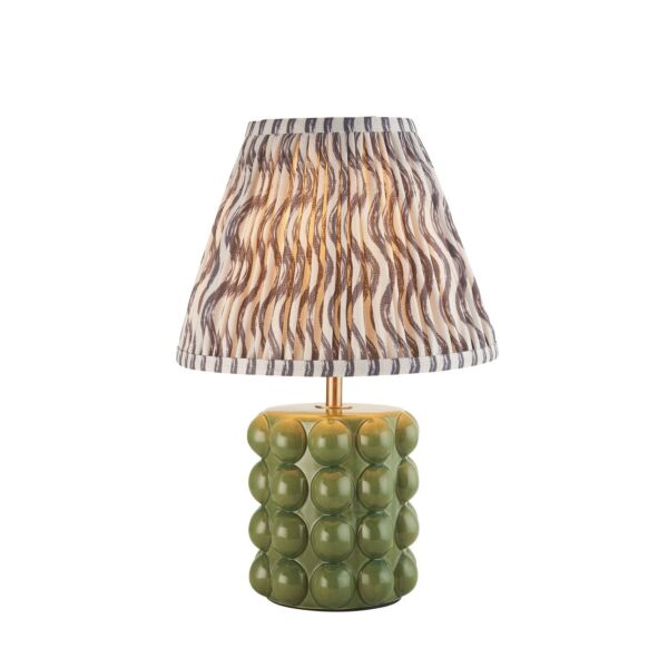 Endon Lighting - Bobble & Ripple 25cm - 116295 - Olive Green Aged Brass Grey Ceramic Table Lamp With Shade