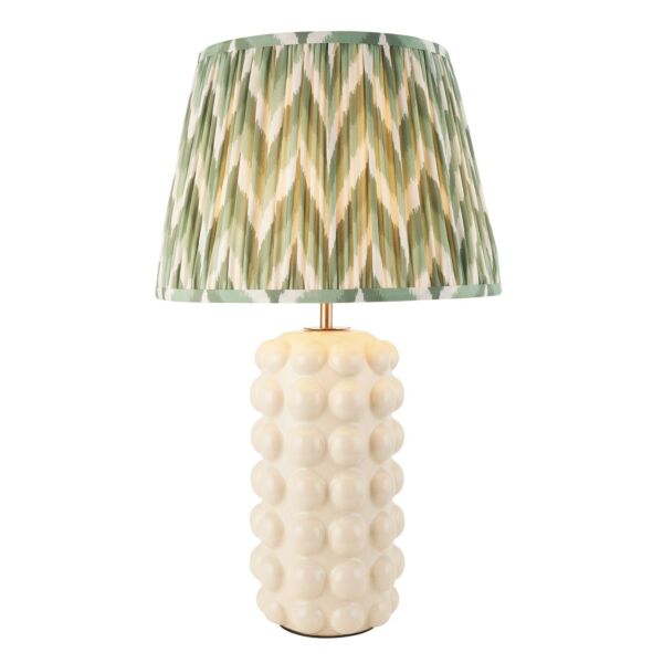 Endon Lighting - Bobble & Zigzag 35cm - 116389 - White Crackle Aged Brass Green Ceramic Table Lamp With Shade