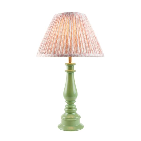 Endon Lighting - Myrtle & Leaf 30cm - 114917 - Green Warm Brass Peach Table Lamp With Shade