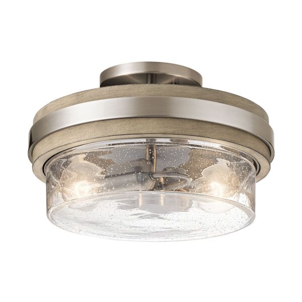 Kichler Lighting - Grand Bank - KL-GRAND-BANK-SF - Distressed Grey Clear Seeded Glass 2 Light Flush Ceiling Light