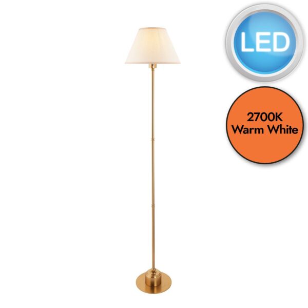 Endon Lighting - Burley Rechargeable & Ivy 30cm - 114792 - LED Aged Brass Vintage White Touch Floor Lamp