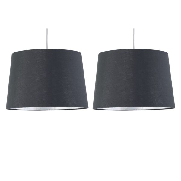 Set of 2 Zoey - Grey with Silver Inner Easy Fit Pendant or Lamp Shades