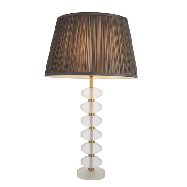 Endon Lighting - Annabelle - 98342 - Frosted Crystal Glass Charcoal Table Lamp With Shade