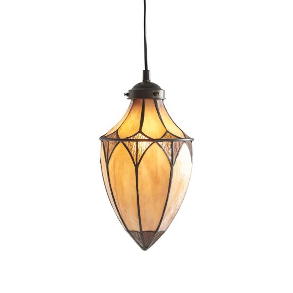 Interiors 1900 - Brooklyn - 63975 - Dark Bronze Tiffany Glass Ceiling Pendant Light