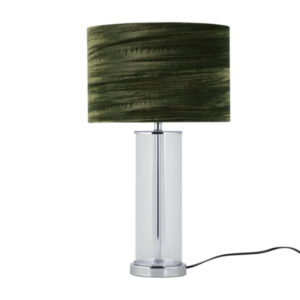 Aura - Chrome Table Lamp with Green Crushed Velvet Shade