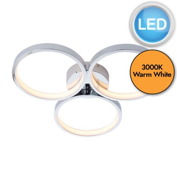 Endon Lighting - Radius - 96473 - LED Chrome White 3 Light IP44 Bathroom Ceiling Light