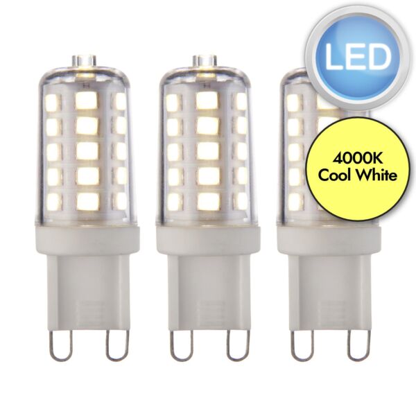 98433 - Set of 3 Cool White 3.2W - Dimmable LED G9 Light Bulbs