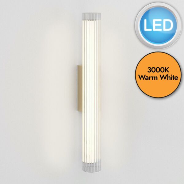 Astro Lighting - io - 1409060 - LED Gold Clear Ribbed Glass IP44 Bathroom Strip Wall Light