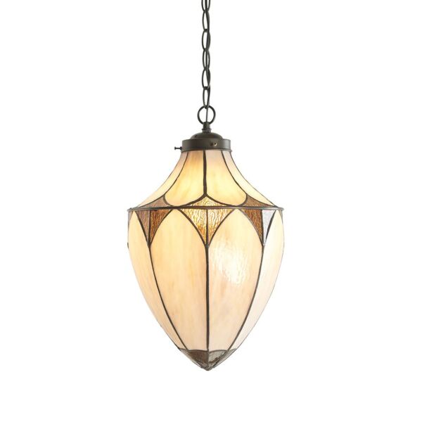 Interiors 1900 - Brooklyn - 63974 - Dark Bronze Tiffany Glass Ceiling Pendant Light