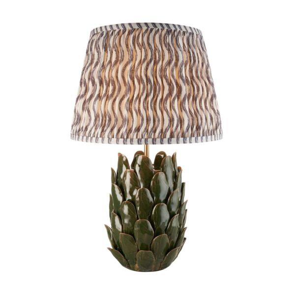 Endon Lighting - Layered Leaf & Ripple 35cm - 116446 - Olive Green Aged Brass Grey Ceramic Table Lamp With Shade